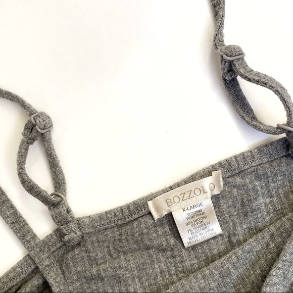 BOZZOLO ribbed gray spaghetti strap crop top tee - Picture 2 of 2